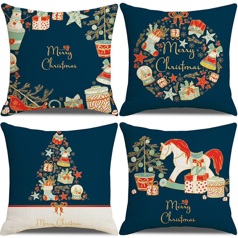 KTX-237907 Sofa Living Room Christmas Pillow Covers - Set of 4, Modern Design, 45x45 cm, Multiple Colors Available