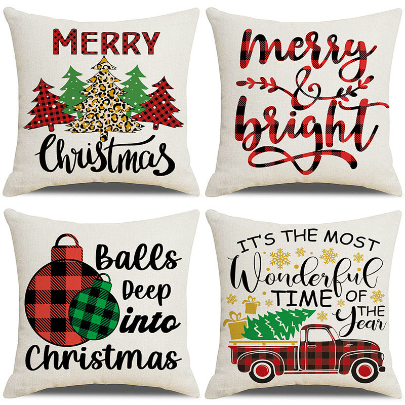 KTX-237907 Sofa Living Room Christmas Pillow Covers - Set of 4, Modern Design, 45x45 cm, Multiple Colors Available