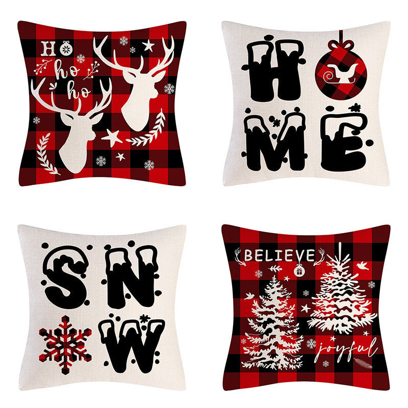 KTX-237907 Sofa Living Room Christmas Pillow Covers - Set of 4, Modern Design, 45x45 cm, Multiple Colors Available