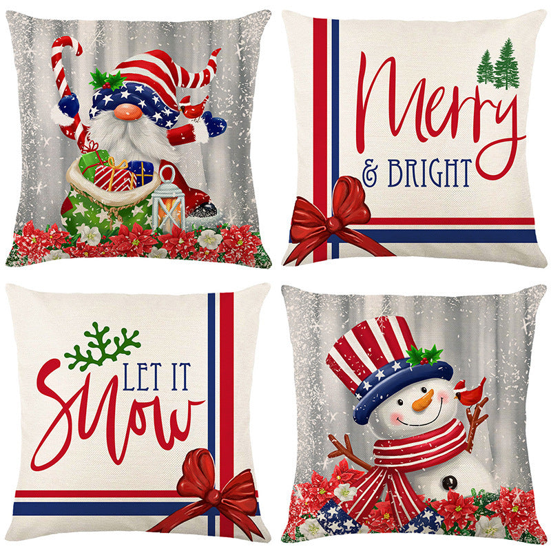 KTX-237907 Sofa Living Room Christmas Pillow Covers - Set of 4, Modern Design, 45x45 cm, Multiple Colors Available