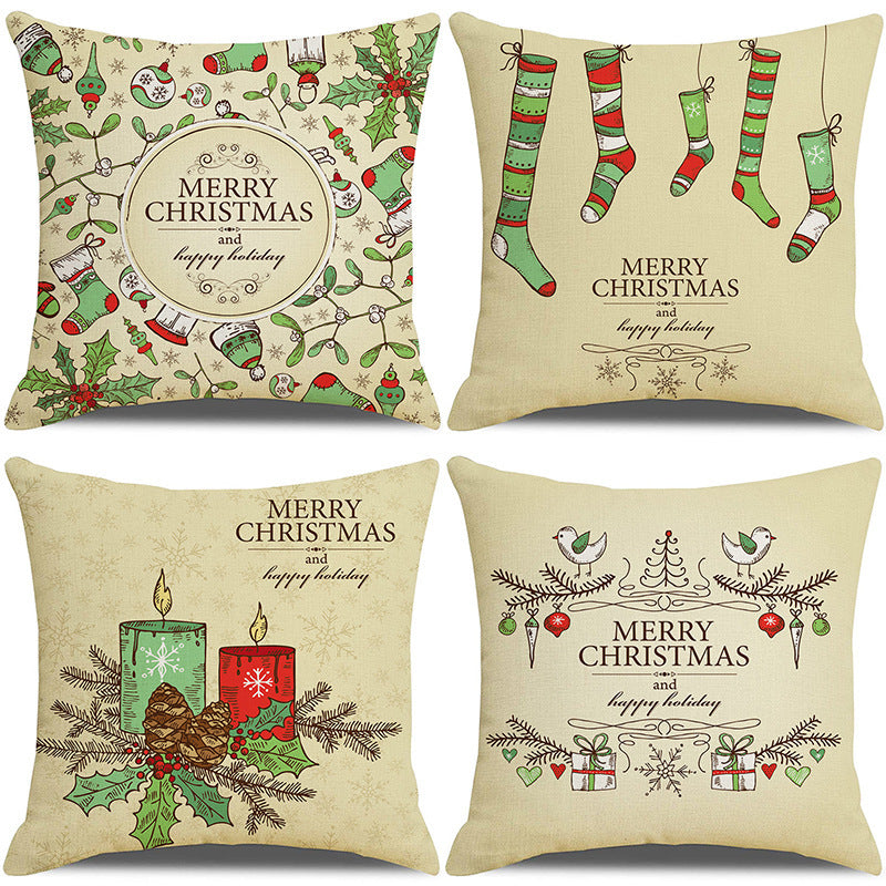 KTX-237907 Sofa Living Room Christmas Pillow Covers - Set of 4, Modern Design, 45x45 cm, Multiple Colors Available