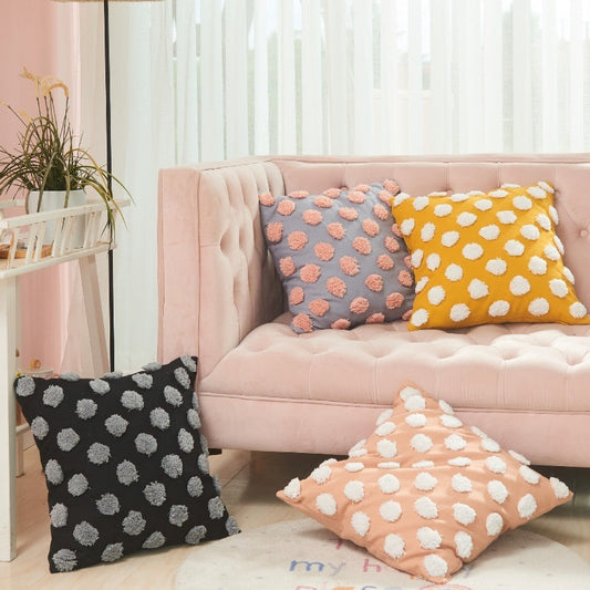 KTX-238035 Moroccan Tufted Dots Pillow Cover - Modern Simple Design, Various Colors, 45x45cm