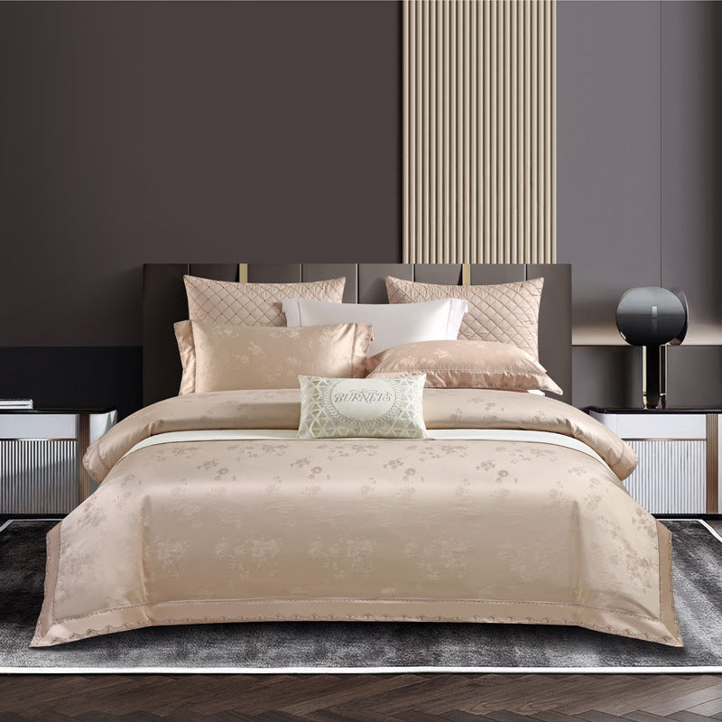 KTX-238227 Long-Staple Cotton Jacquard Four-Piece Bedding Set in Solid Colors