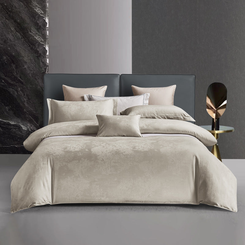 KTX-238227 Long-Staple Cotton Jacquard Four-Piece Bedding Set in Solid Colors