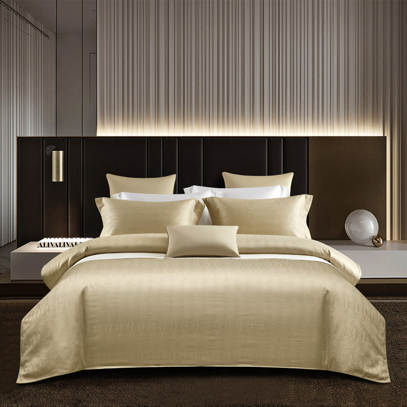 KTX-238227 Long-Staple Cotton Jacquard Four-Piece Bedding Set in Solid Colors