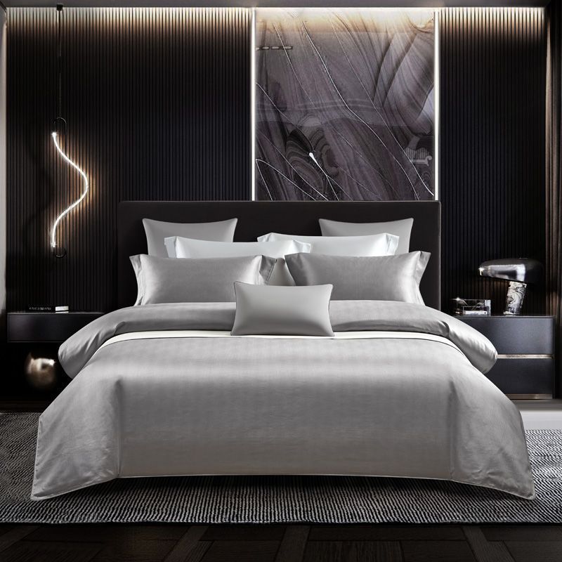 KTX-238227 Long-Staple Cotton Jacquard Four-Piece Bedding Set in Solid Colors