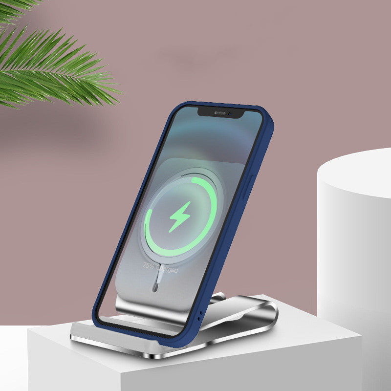KTX-238291 Magnetic Wireless Charging Desktop Phone Holder for Apple iPhone 12 Series - Silver Aluminum Alloy Design