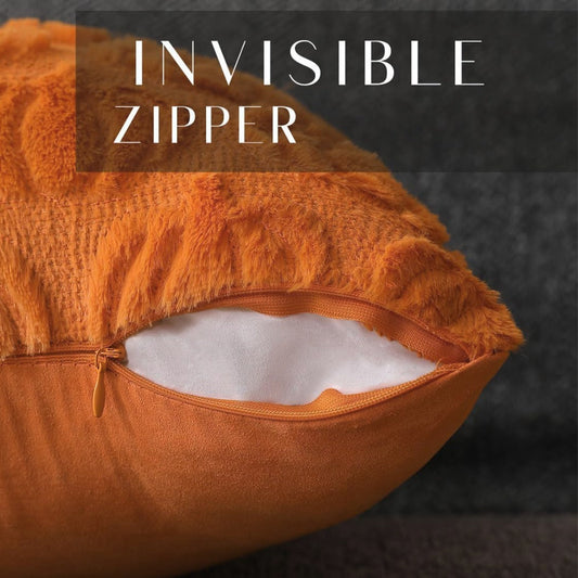 KTX-239187 Modern Pumpkin Print Polyester Pillowcase, Caramel & Orange, 45x45cm