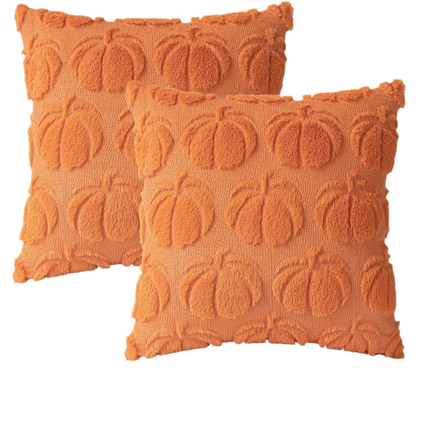 KTX-239187 Modern Pumpkin Print Polyester Pillowcase, Caramel & Orange, 45x45cm