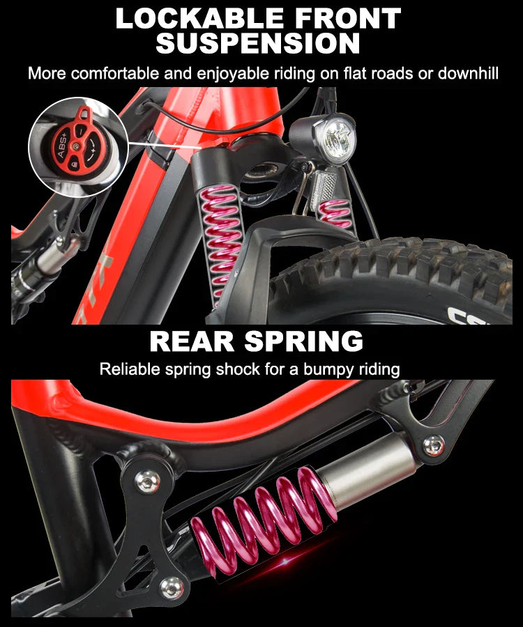 KTX-239699 High-Speed 27-Speed 48V Electric Mountain Bike with 500W Motor and Hydraulic Disc Brakes