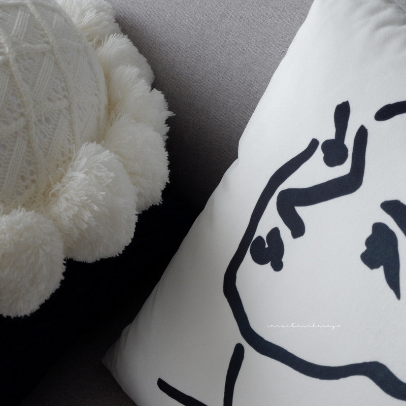 KTX-240339 Navy Blue Round Plush Pillow Cushion for Living Room - 45*45CM