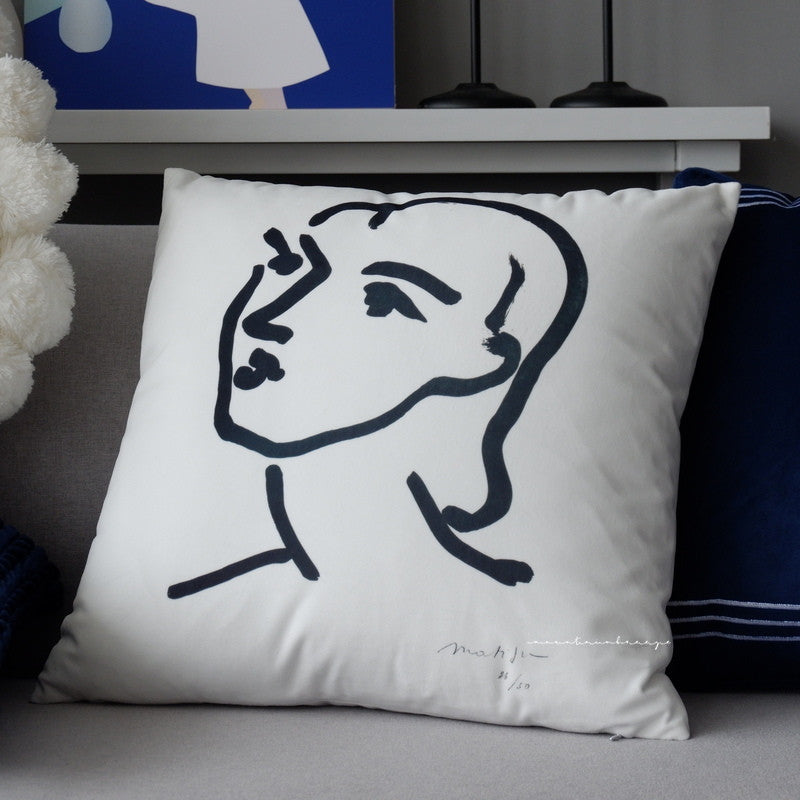 KTX-240339 Navy Blue Round Plush Pillow Cushion for Living Room - 45*45CM