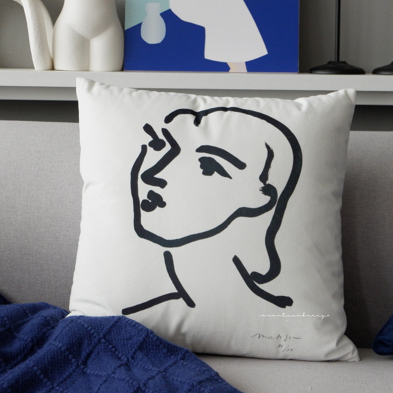 KTX-240339 Navy Blue Round Plush Pillow Cushion for Living Room - 45*45CM