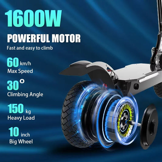 KTX-240403 Electric Scooter X750 for Adults - 80KM Range, 65KM/H Speed, 1600W Motor, Foldable Design