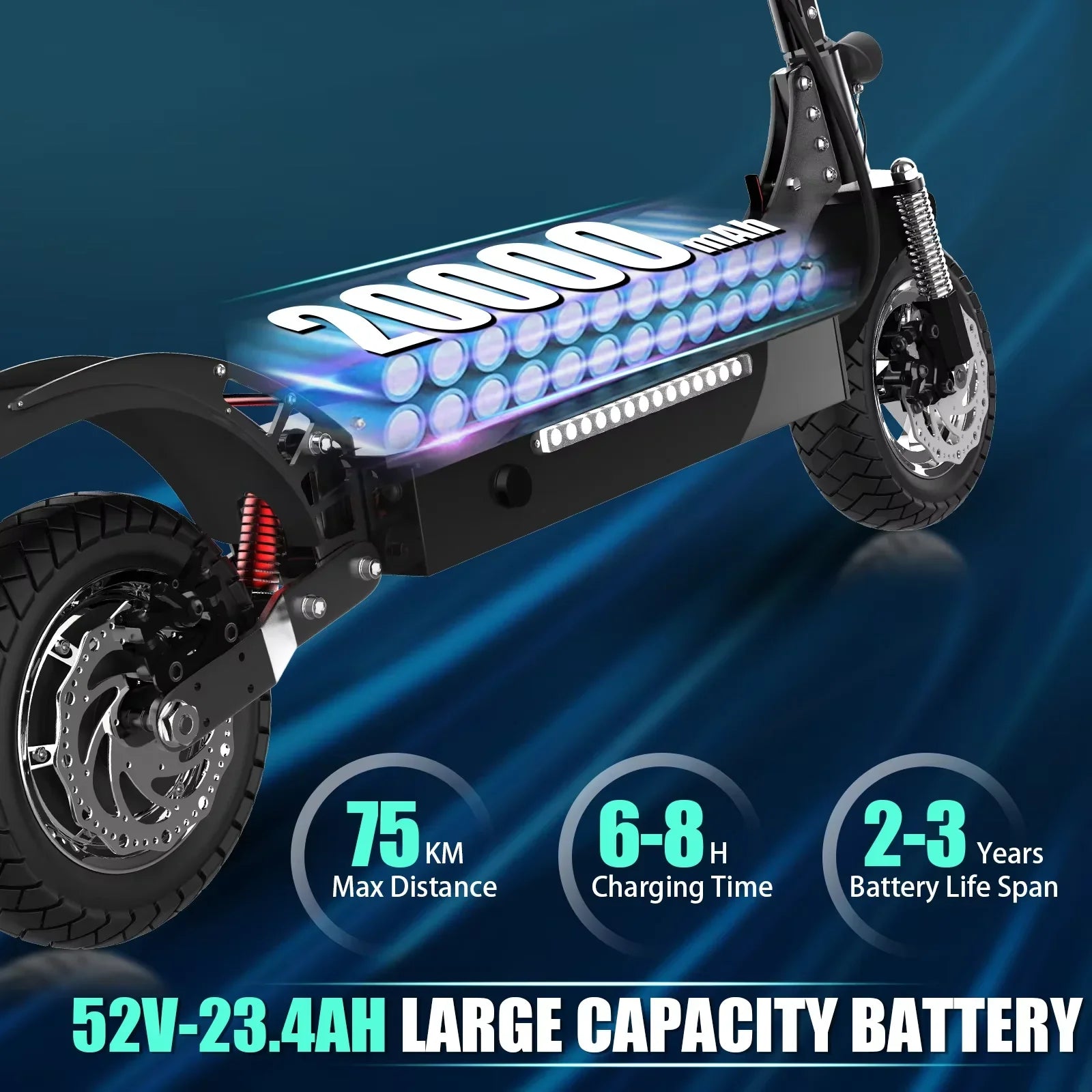 KTX-240403 Electric Scooter X750 for Adults - 80KM Range, 65KM/H Speed, 1600W Motor, Foldable Design