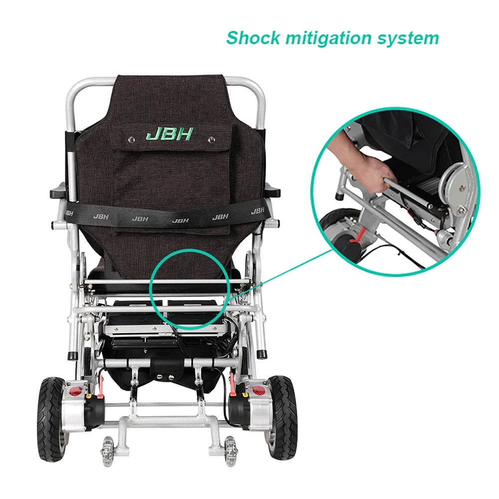 KTX-240403 Lightweight Electric Folding Wheelchair with Aluminum Alloy Frame, 20km Range, 120kg Load Capacity