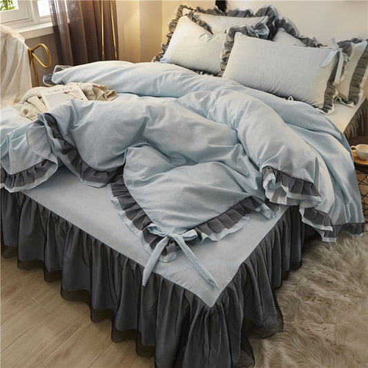 KTX-240531 Cotton Lace Bedspread Set for 1.5x2.0, 1.8x2.0, and 2.0x2.2 Meter Beds