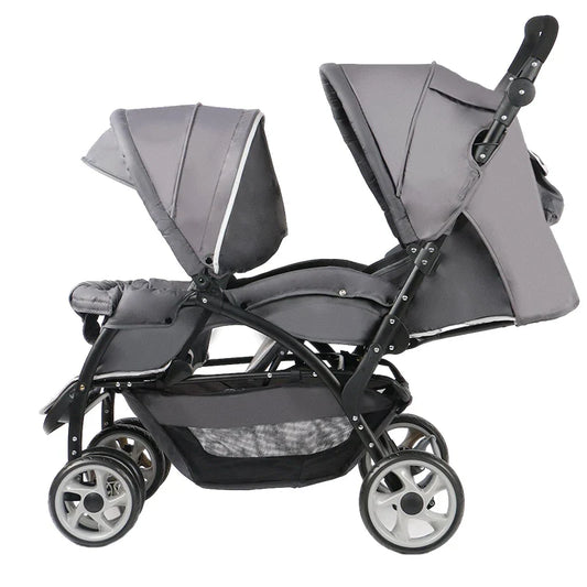 KTX-240723 Lightweight Foldable Double Seat Baby Stroller for 0-3 Years, 3-in-1 High Landscape Design