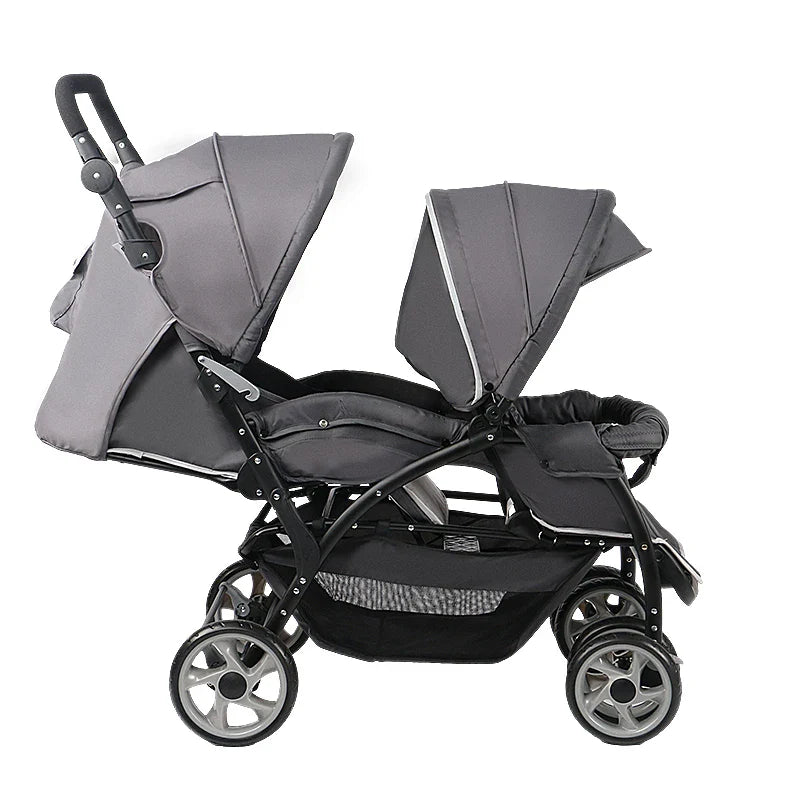 KTX-240723 Lightweight Foldable Double Seat Baby Stroller for 0-3 Years, 3-in-1 High Landscape Design
