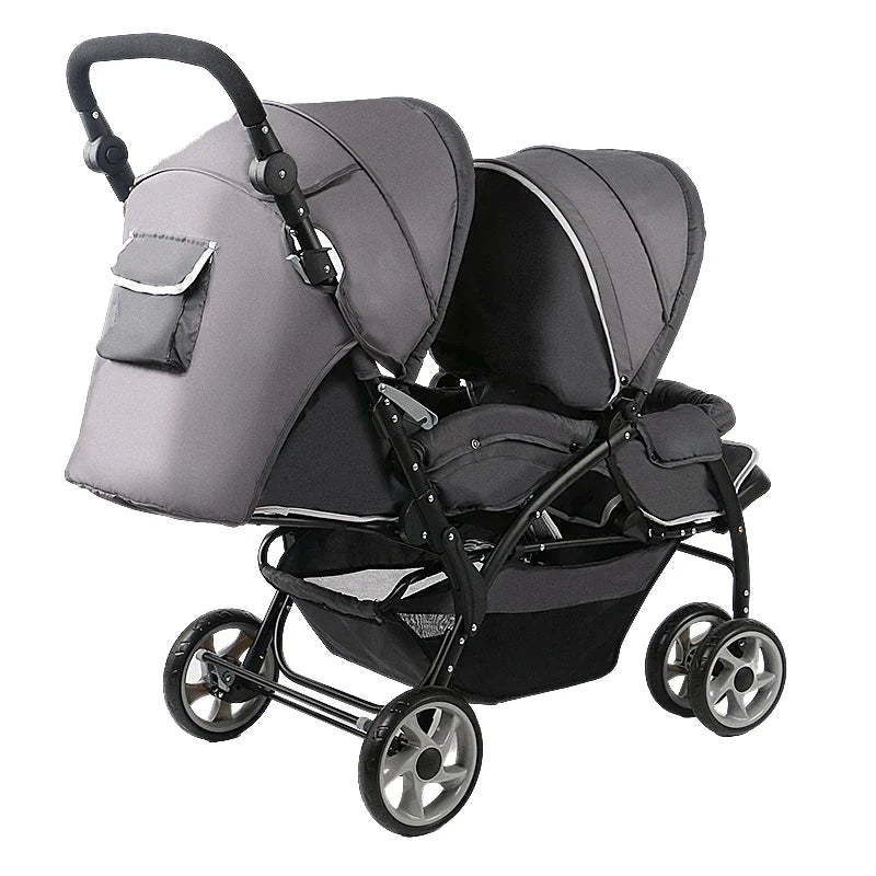 KTX-240723 Lightweight Foldable Double Seat Baby Stroller for 0-3 Years, 3-in-1 High Landscape Design