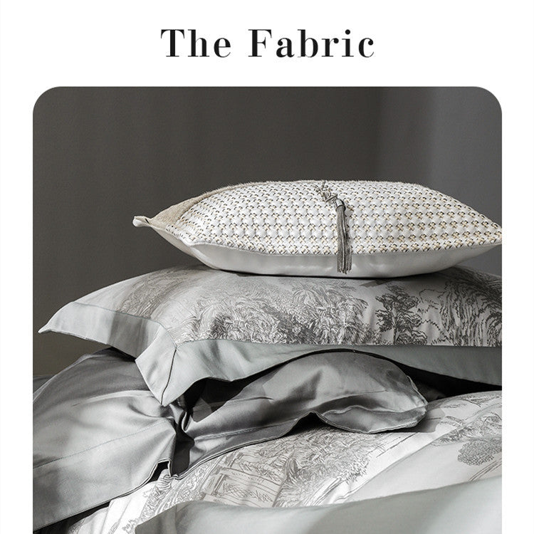 KTX-240851 Tencel Yarn Weaving Jacquard Grey 4-Piece Bedding Set