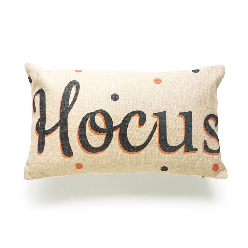 KTX-241363 Halloween Decorative Pillowcase for Living Room, Bedroom, and More - Cotton and Linen Blend, 45x45cm