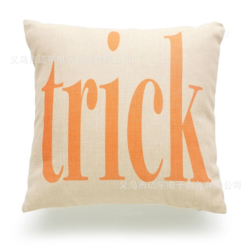 KTX-241363 Halloween Decorative Pillowcase for Living Room, Bedroom, and More - Cotton and Linen Blend, 45x45cm