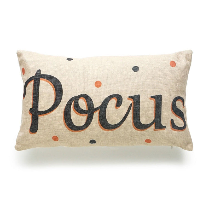 KTX-241363 Halloween Decorative Pillowcase for Living Room, Bedroom, and More - Cotton and Linen Blend, 45x45cm