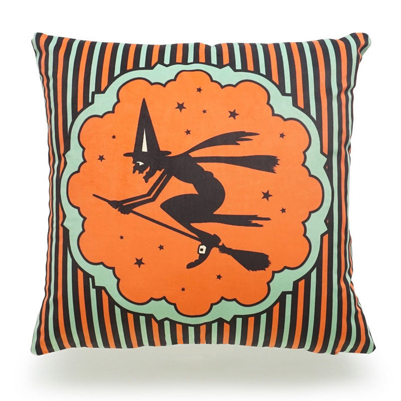 KTX-241363 Halloween Decorative Pillowcase for Living Room, Bedroom, and More - Cotton and Linen Blend, 45x45cm
