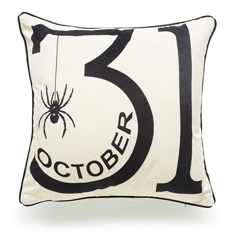 KTX-241363 Halloween Decorative Pillowcase for Living Room, Bedroom, and More - Cotton and Linen Blend, 45x45cm