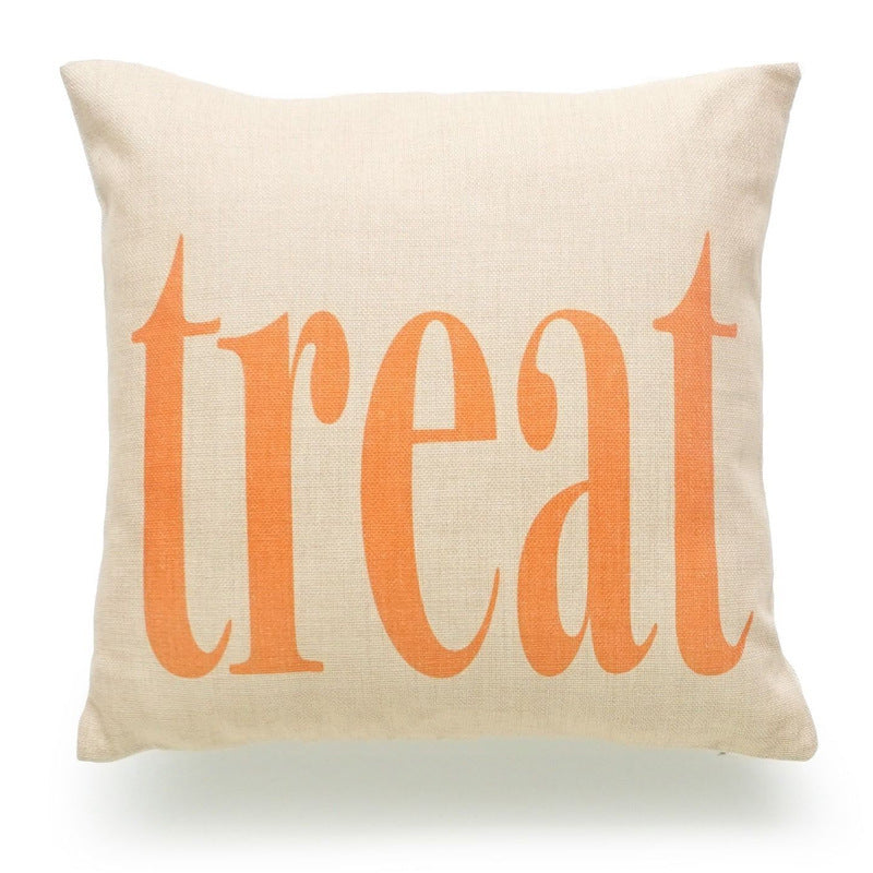 KTX-241363 Halloween Decorative Pillowcase for Living Room, Bedroom, and More - Cotton and Linen Blend, 45x45cm