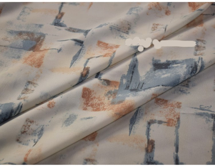 KTX-241363 Off-white Geometric Pattern Satin Fabric for Spring and Summer Hanfu Robe, Handmade, 1.5m Wide