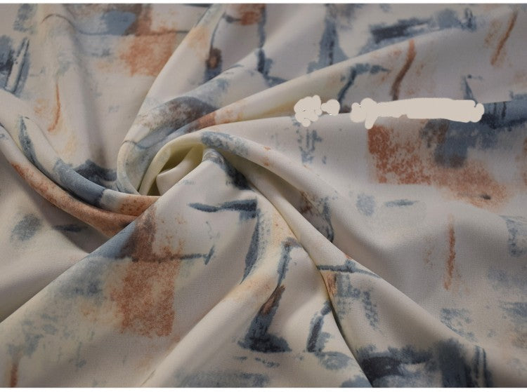 KTX-241363 Off-white Geometric Pattern Satin Fabric for Spring and Summer Hanfu Robe, Handmade, 1.5m Wide