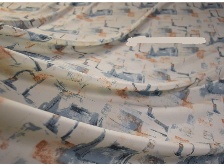 KTX-241363 Off-white Geometric Pattern Satin Fabric for Spring and Summer Hanfu Robe, Handmade, 1.5m Wide