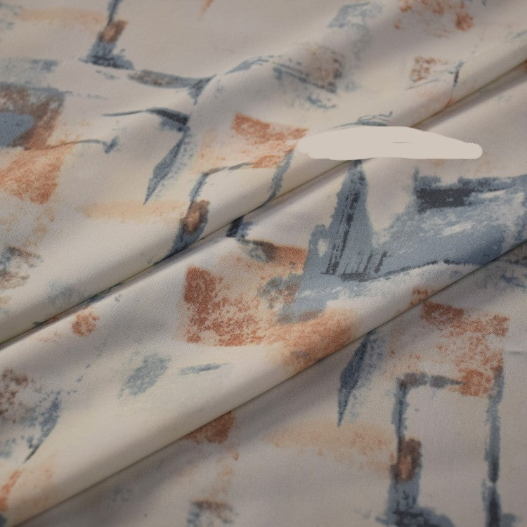 KTX-241363 Off-white Geometric Pattern Satin Fabric for Spring and Summer Hanfu Robe, Handmade, 1.5m Wide