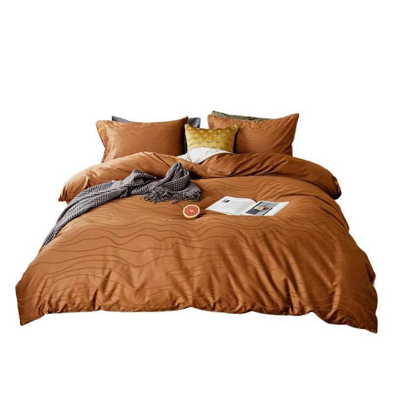 KTX-242515 Jacquard Cotton Quilt Cover Set - Striped Pure Cotton Bedding for 1.2m to 2.0m Beds