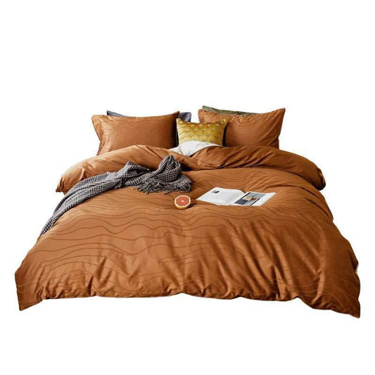 KTX-242515 Jacquard Cotton Quilt Cover Set - Striped Pure Cotton Bedding for 1.2m to 2.0m Beds