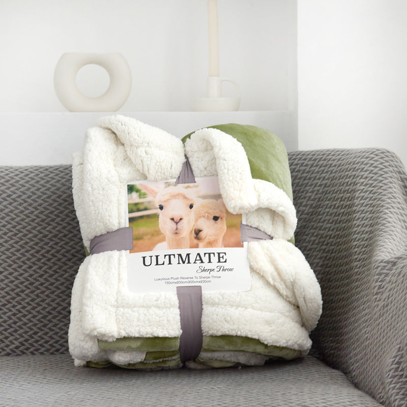 KTX-243155 Multifunctional Double-layer Thick Warm Lamb Wool Blanket and Duvet Cover - Available in Various Colors