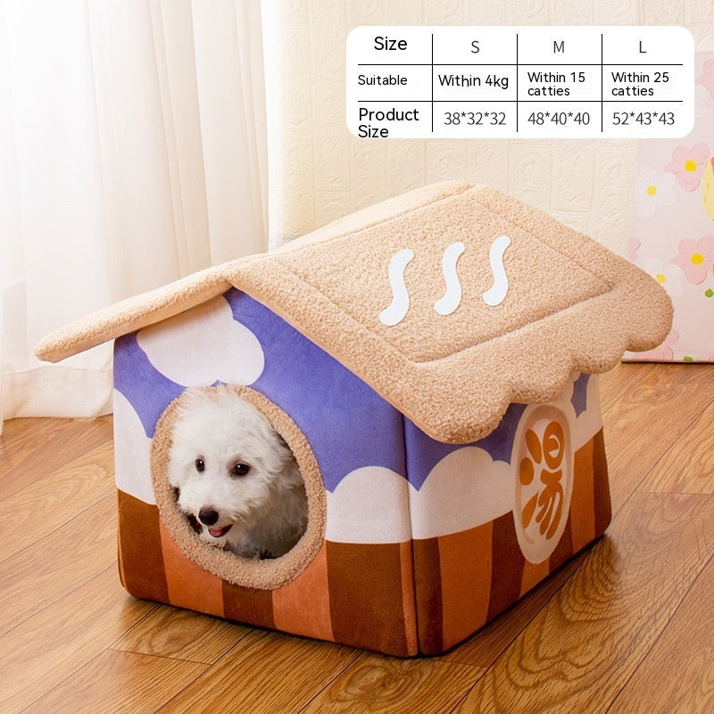 KTX-244115 Removable and Washable Semi-Surrounded Pet Room in Japanese House Pink, Dark Brown, and Light Brown