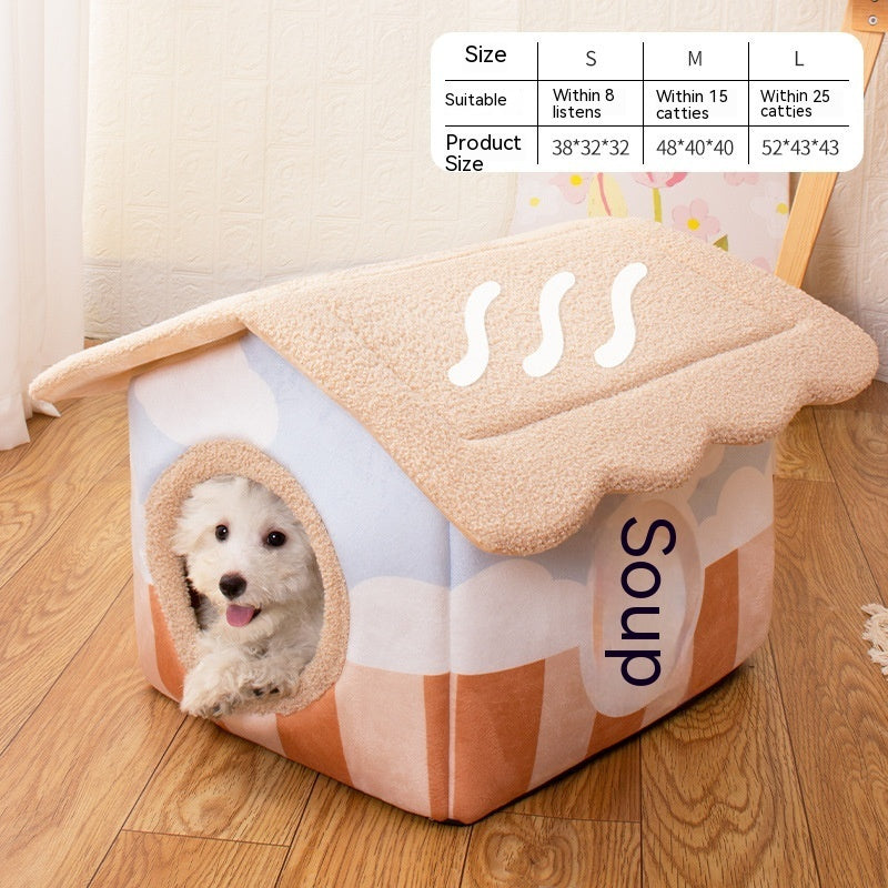 KTX-244115 Removable and Washable Semi-Surrounded Pet Room in Japanese House Pink, Dark Brown, and Light Brown