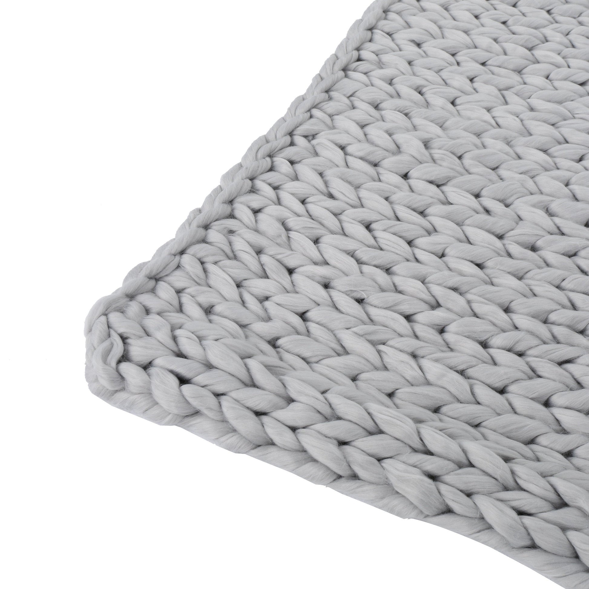 KTX-244307 Silver Knitted Blanket - Cozy Acrylic Fabric, Double-Sided Design, 50x60 Inches