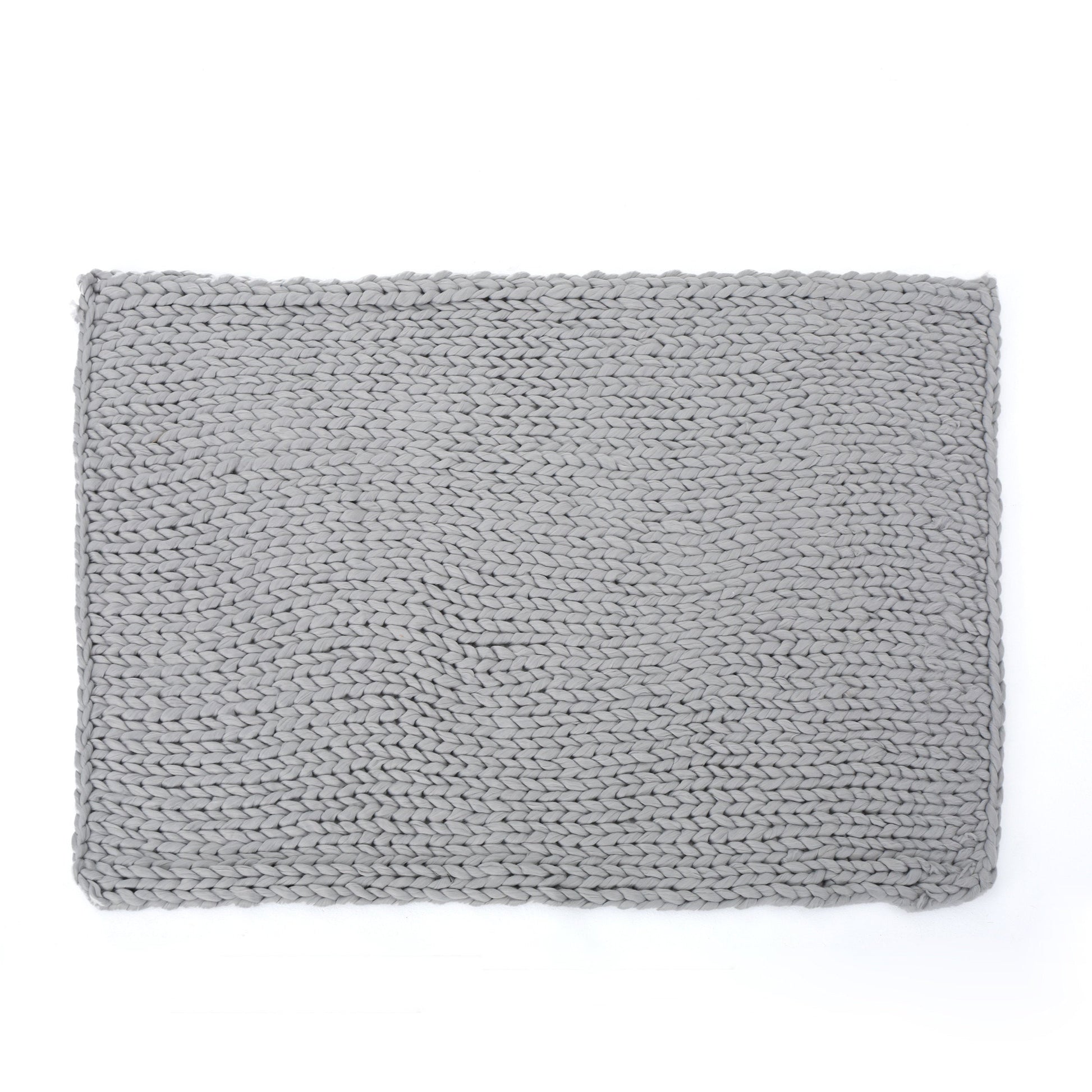KTX-244307 Silver Knitted Blanket - Cozy Acrylic Fabric, Double-Sided Design, 50x60 Inches
