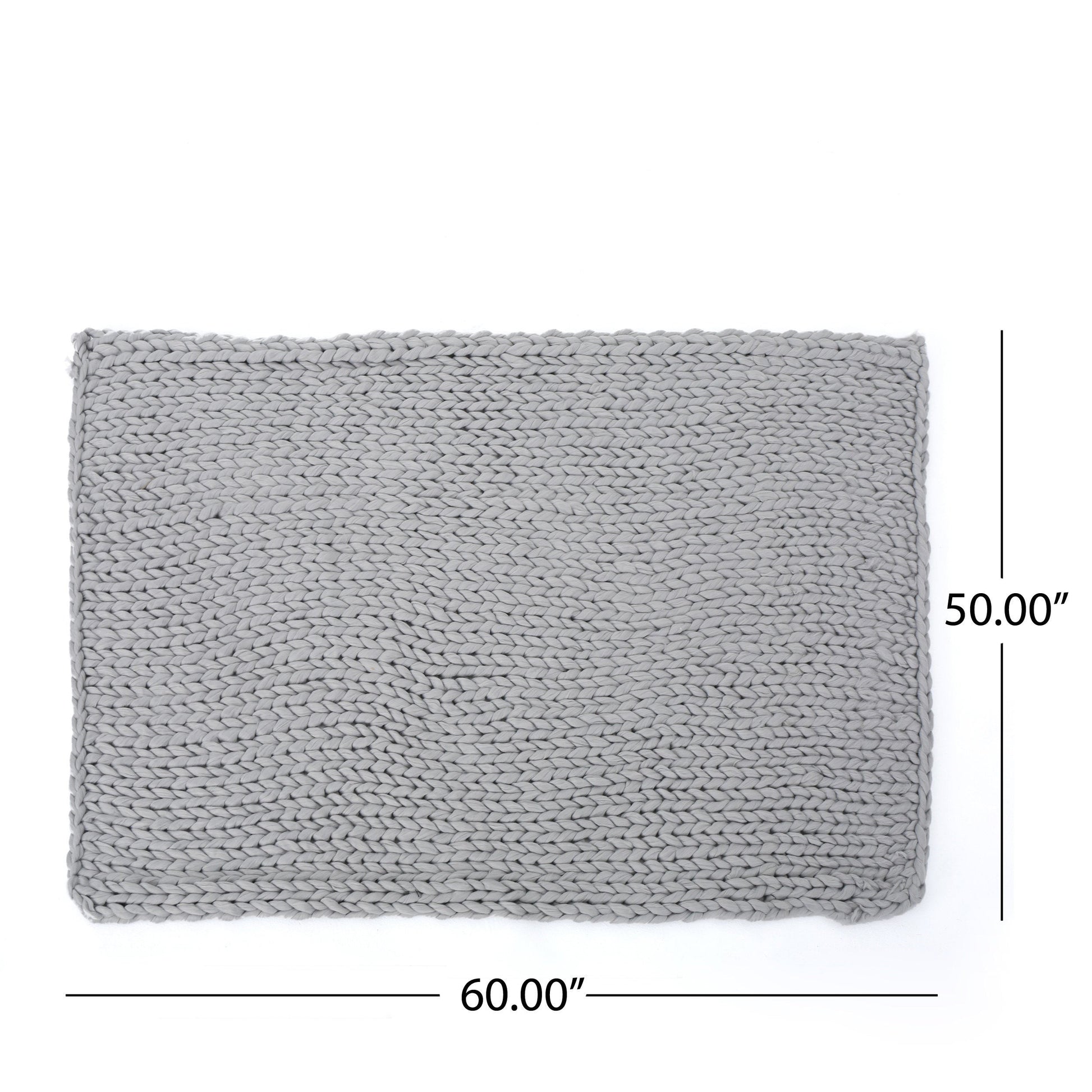 KTX-244307 Silver Knitted Blanket - Cozy Acrylic Fabric, Double-Sided Design, 50x60 Inches