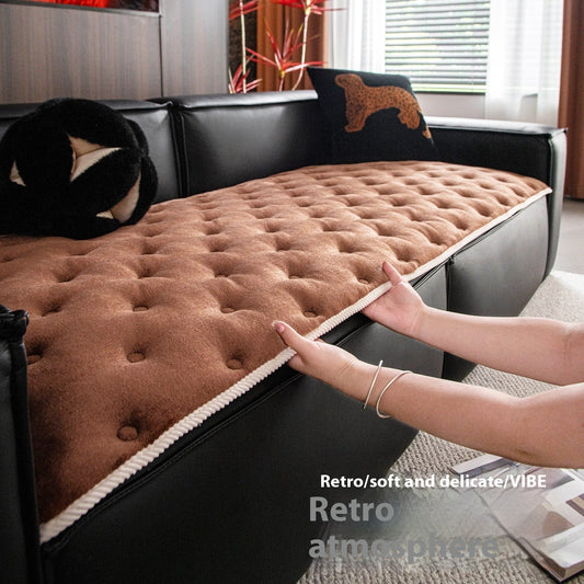 KTX-244883 Antique Plush Non-Slip Sofa Cushion in Solid Colors - Multiple Sizes Available