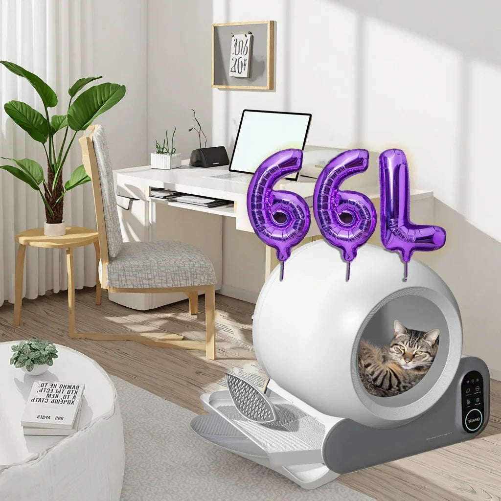 KTX-245267 Smart Self-Cleaning Round Litter Box with APP Control and Deodorizing Features for Cats up to 10kg