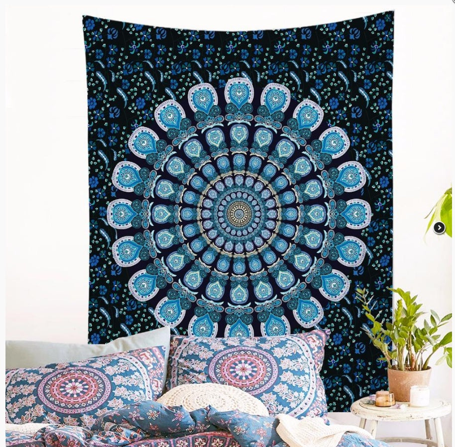 KTX-245907 Mandala Printed Polyester Wall Tapestry for Home Decor