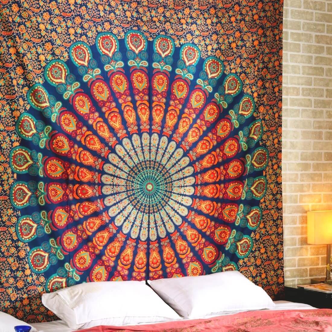KTX-245907 Mandala Printed Polyester Wall Tapestry for Home Decor