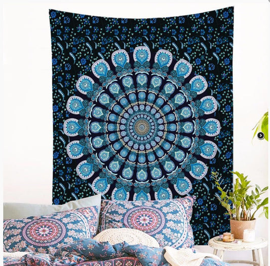 KTX-245907 Mandala Printed Polyester Wall Tapestry for Home Decor