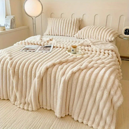 KTX-245971 Luxury Soft Imitation Rabbit Fur Shawl Blanket - Multiple Sizes and Colors Available