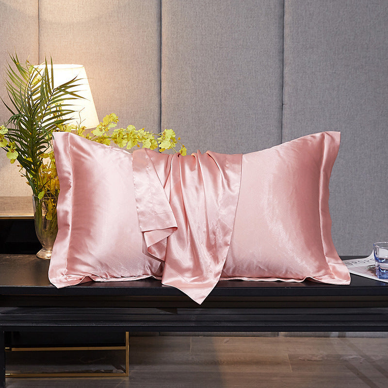 KTX-246035 Silk-like Luxury Square Cushion Cover in White, Metallic Silver, Princess Pink, and Navy - 40x40cm